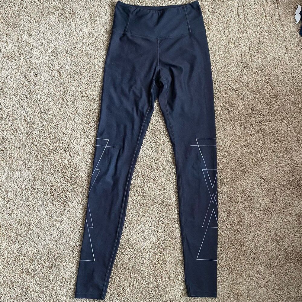 Pure Barre Black Grey Leggings‎ with Geometric Triangles XS Yoga High Waist